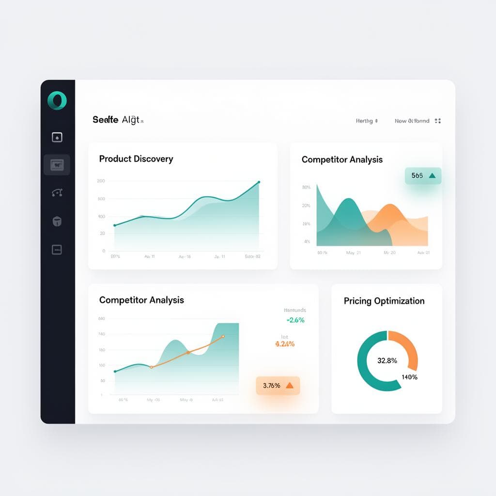 SellerBrain dashboard mostrando análise de produtos e concorrência